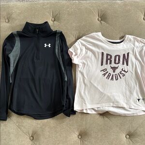Under Armour Black Kids Long Sleeve Shirt & Iron Paradise Short Sleeve